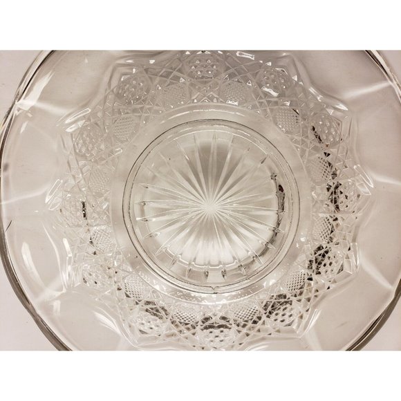 Vintage, Cut Glass Serving Plate, Starburst bottom and ring at center, 11" (G38) - Picture 4 of 4